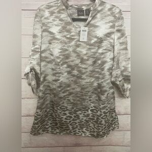 Chico's Travelers Collection Top Animal Border Print Size 0 (4/6) NWT